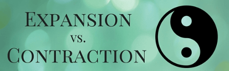 Blue-Green background banner with words "Expansion vs. Contraction"