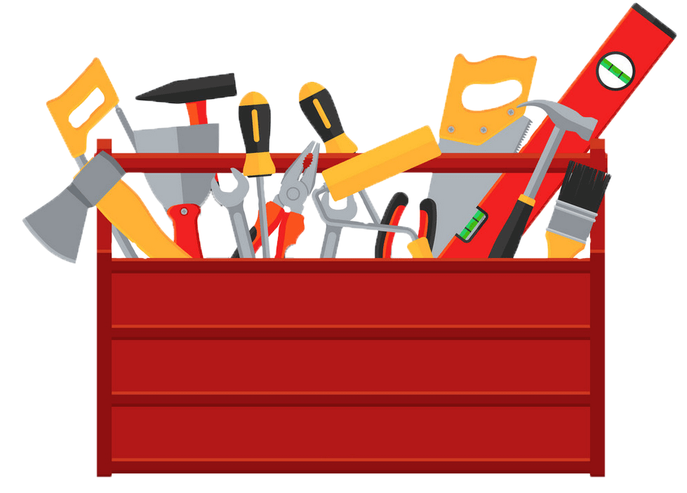 Cartoon toolbox with transparent background