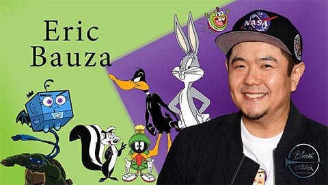 Banner of voice actor Eric Bauza with characters