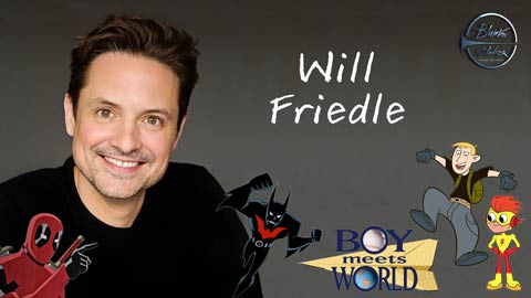 Banner of voice actor Will Friedle with characters